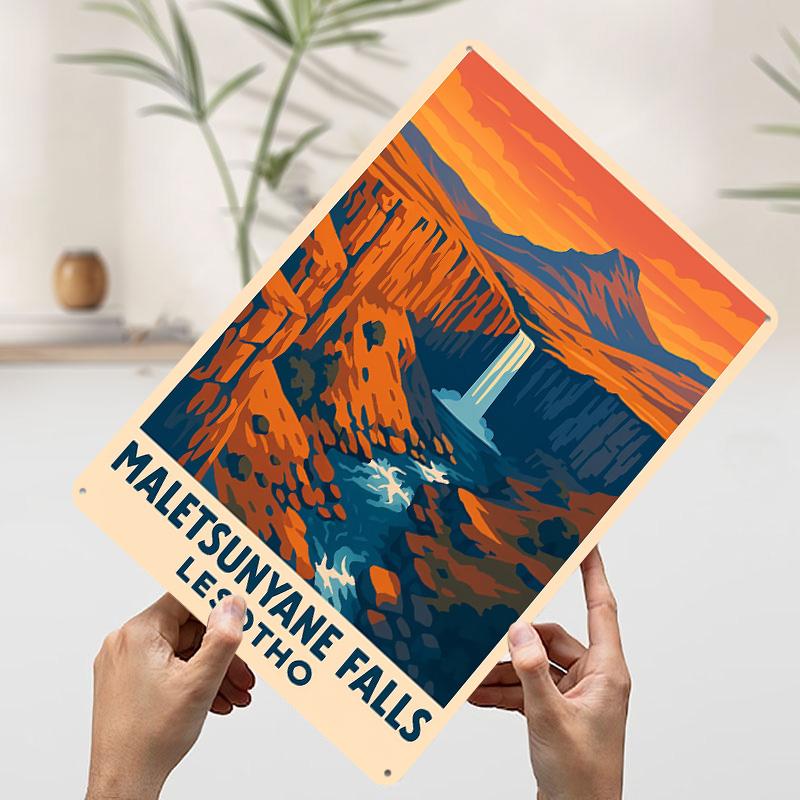 Maletsunyane Falls Lesotho Travel Printed Poster Customized Wall Art Retro Vintage Metal Tin Signs for Living Room Decorations 7.9x11.8In(20x30cm)
Maletsunyane Falls Lesotho Travel Printed Poster Customized Wall Art Retro Vintage Metal Tin Signs for Living Room Decorations 7.9x11.8In(20x30cm)