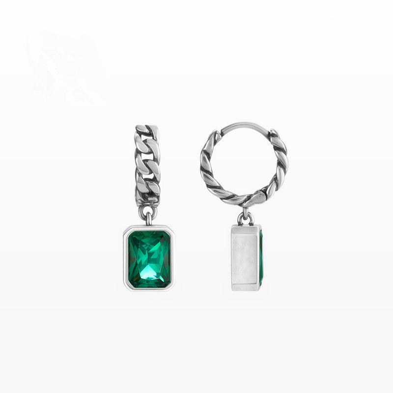 Geometric square green zircon earrings, earrings, women s retro fashion temperament, hip-hop S silver needle ear buckle earrings tide
Geometric square green zircon earrings, earrings, women s retro fashion temperament, hip-hop S silver needle ear buckle earrings tide