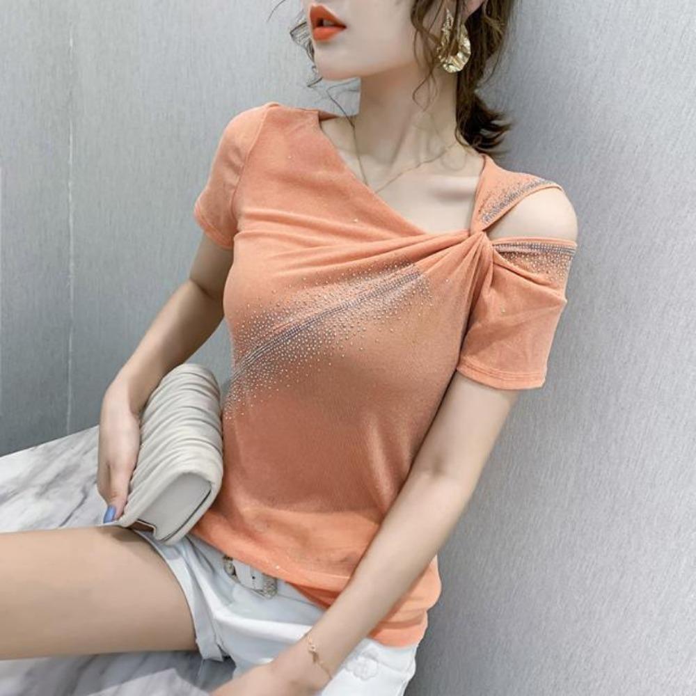 Irregular T-shirt Short-sleeved Sequined Splicing Diamond Top Casual Versatile Pullover XXXL помаранчевий
Irregular T-shirt Short-sleeved Sequined Splicing Diamond Top Casual Versatile Pullover XXXL помаранчевий