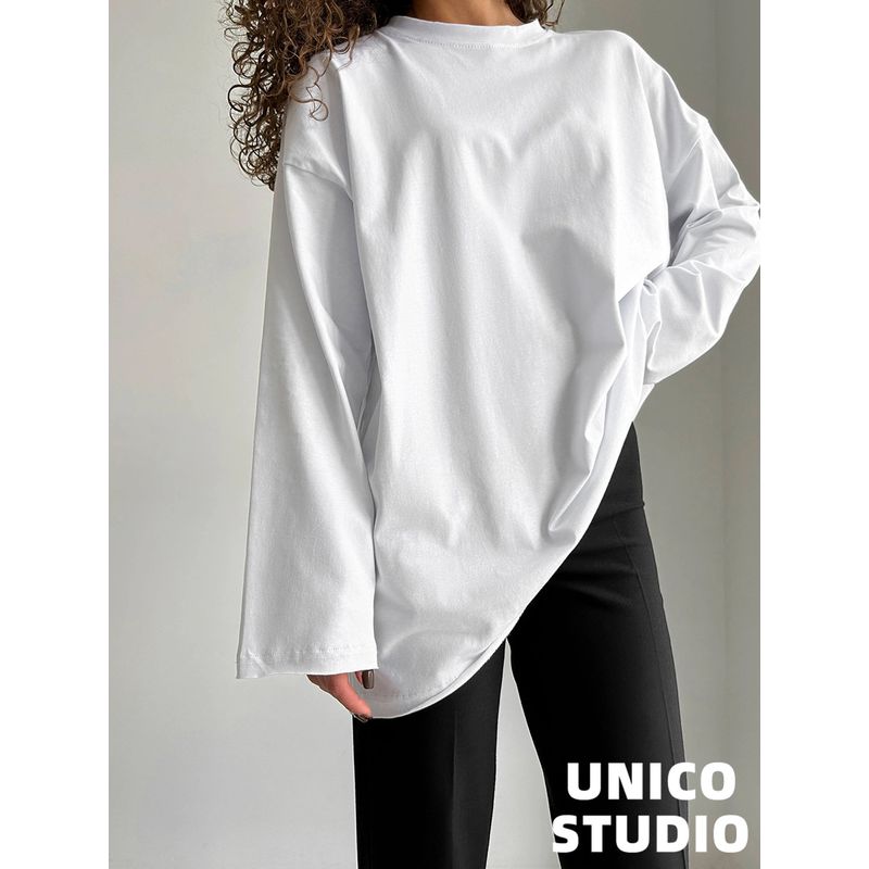 8 Colors! Easiest for Match Large T-shirt! Fashion Minimalist Oversize Pure Color Super Loose Crew Neck Long Sleeves T-shirt Tops White M
8 Colors! Easiest for Match Large T-shirt! Fashion Minimalist Oversize Pure Color Super Loose Crew Neck Long Sleeves T-shirt Tops White M