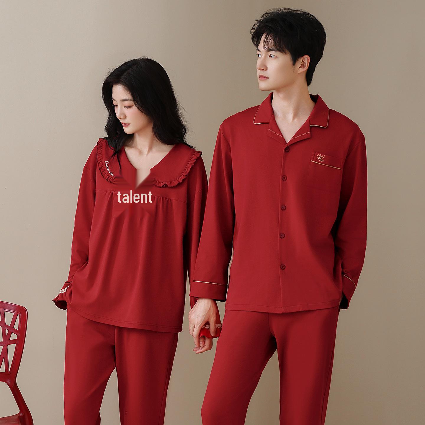 Couple s Pure Cotton Pajamas Set - Long Sleeve, Spring/Autumn, Wedding Celebration, Year of the Rat Women s L (suggested 50-52.5 kg) вина червоного кольору
Couple s Pure Cotton Pajamas Set - Long Sleeve, Spring/Autumn, Wedding Celebration, Year of the Rat Women s L (suggested 50-52.5 kg) вина червоного кольору
