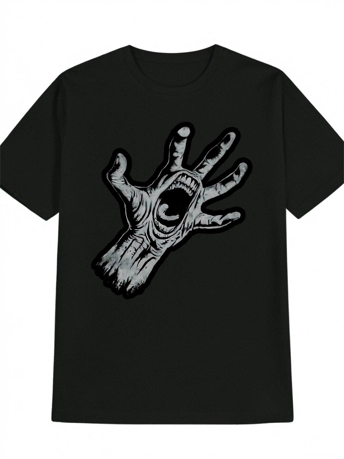 Vintage-Inspired Black T-shirt with Spooky Hand Graphic - Casual Polyester XXXL
Vintage-Inspired Black T-shirt with Spooky Hand Graphic - Casual Polyester XXXL