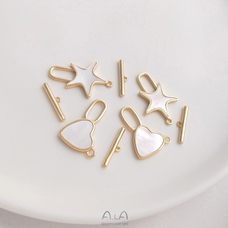 14K Gold-Filled Mother-of-Pearl Heart Pentagram OT Clasp for DIY Pearl Necklace/Bracelet
14K Gold-Filled Mother-of-Pearl Heart Pentagram OT Clasp for DIY Pearl Necklace/Bracelet
