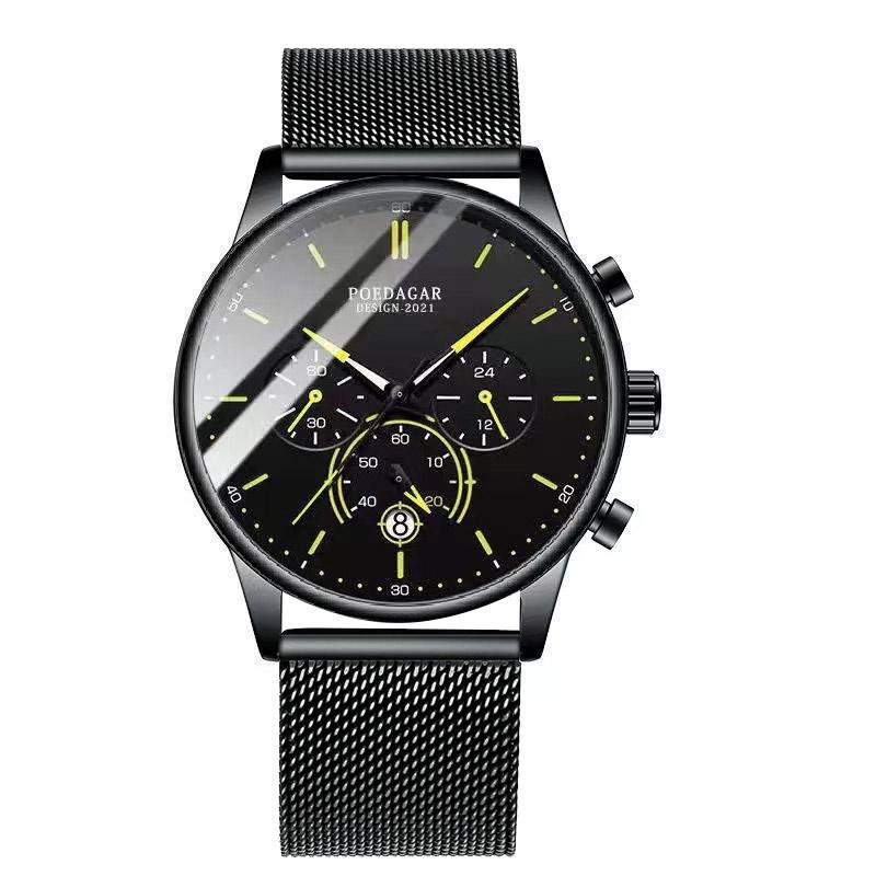 POEDAGAR Fashion Men Watch Chronograph Stainless Steel Mesh Quartz Wristwatch Waterproof Luminous Date Sports Watches
POEDAGAR Fashion Men Watch Chronograph Stainless Steel Mesh Quartz Wristwatch Waterproof Luminous Date Sports Watches