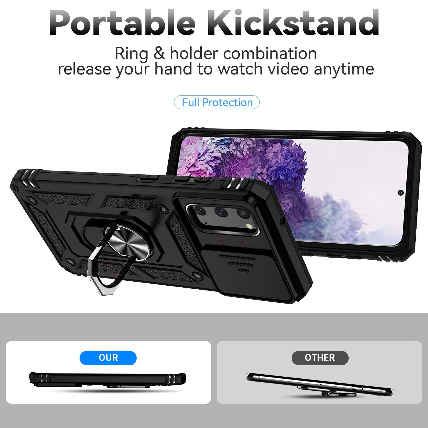 Metal Ring Kickstand Case for Samsung Galaxy S20 4G/5G,Slide Camera Protection PC+TPU Dual Layer Phone Cover Black
Metal Ring Kickstand Case for Samsung Galaxy S20 4G/5G,Slide Camera Protection PC+TPU Dual Layer Phone Cover Black