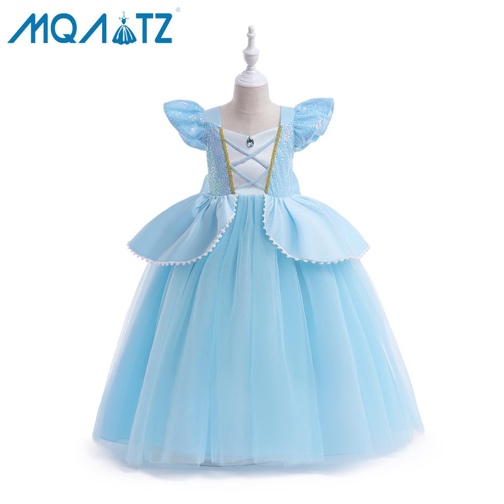 Синий костюм для девочек с пышными рукавами, платья принцессы, платья для девочек 5 лет, платье принцессы для девочек