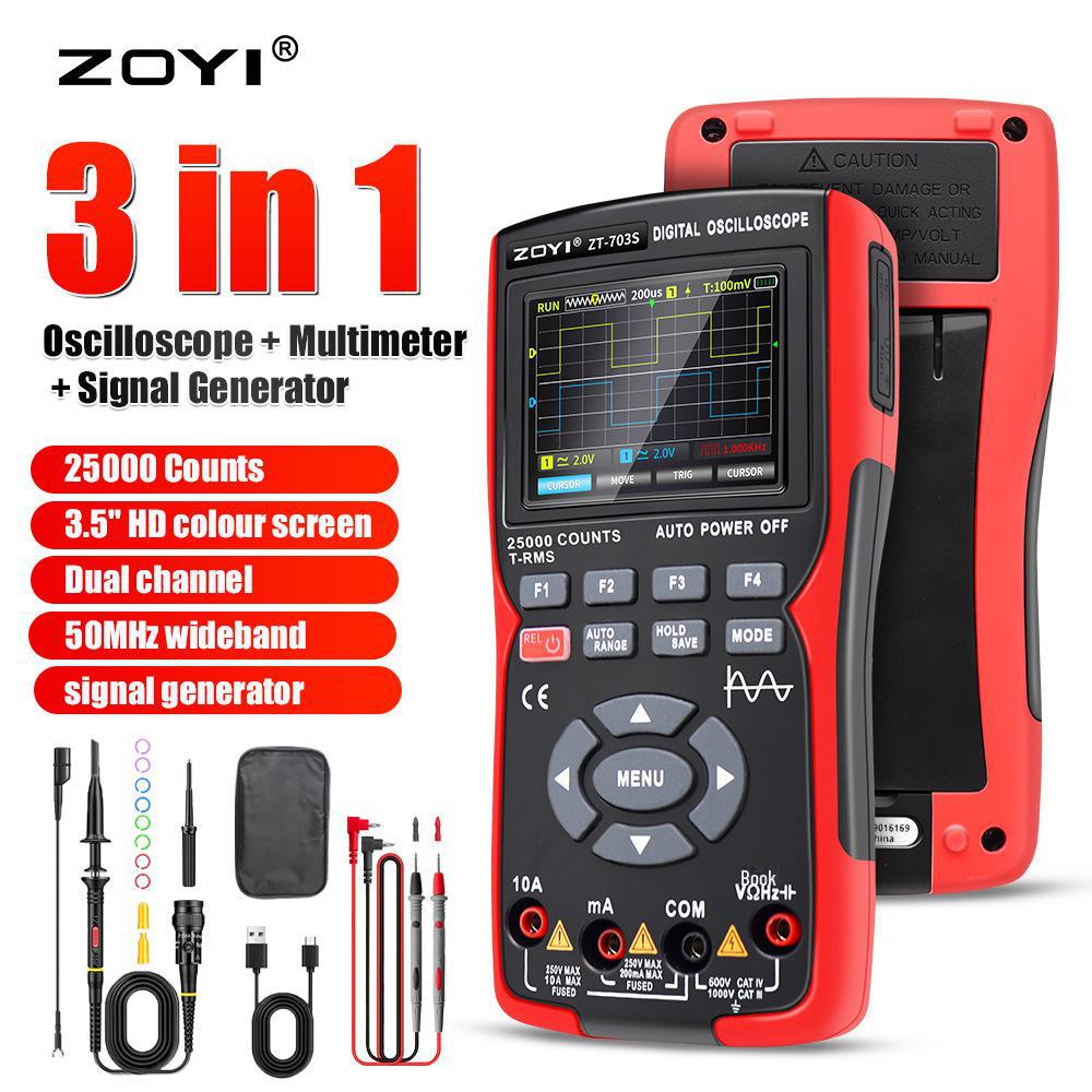 Високоточний двоканальний портативний осцилограф-мультиметр - ZT-703S Standard Oscilloscope Multimeter
Високоточний двоканальний портативний осцилограф-мультиметр - ZT-703S Standard Oscilloscope Multimeter