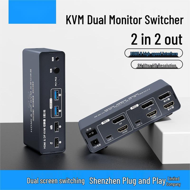 8K Dual-Channel HDMI + USB 3.0 HUB with 2-Way Input and 4-Way Output HDMI 2.1 + USB 3.0 чорний
8K Dual-Channel HDMI + USB 3.0 HUB with 2-Way Input and 4-Way Output HDMI 2.1 + USB 3.0 чорний