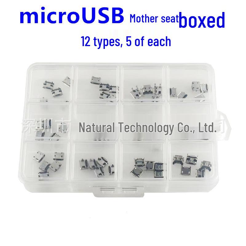 Box of 60 Micro-USB Female Sockets, 12 Types, 5 Each
Box of 60 Micro-USB Female Sockets, 12 Types, 5 Each