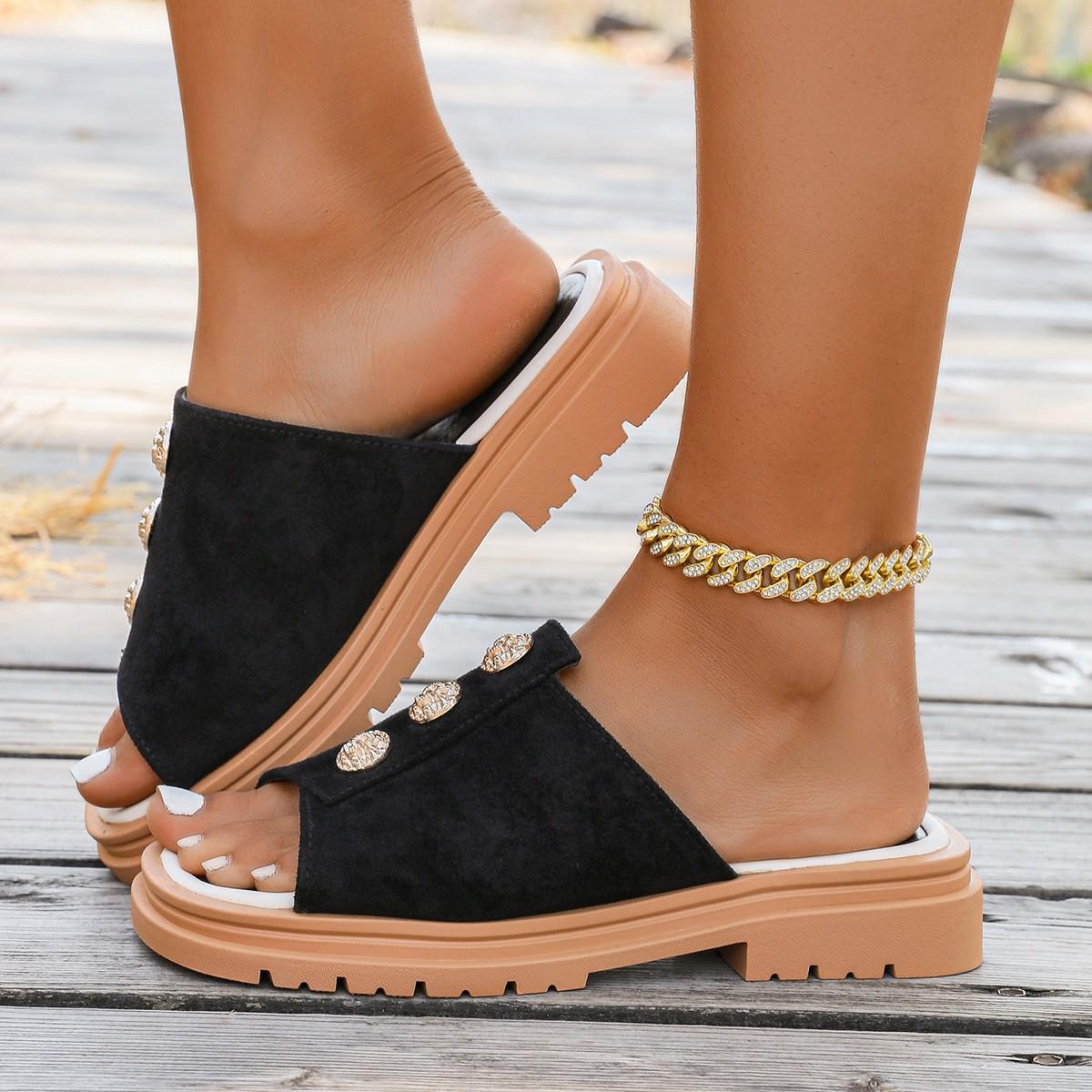 Лето 2025 года, новые квадратные однотонные женские тапочки большого размера с одним персонажем и стразами на толстой подошве 43 чёрный
Лето 2025 года, новые квадратные однотонные женские тапочки большого размера с одним персонажем и стразами на толстой подошве 43 чёрный