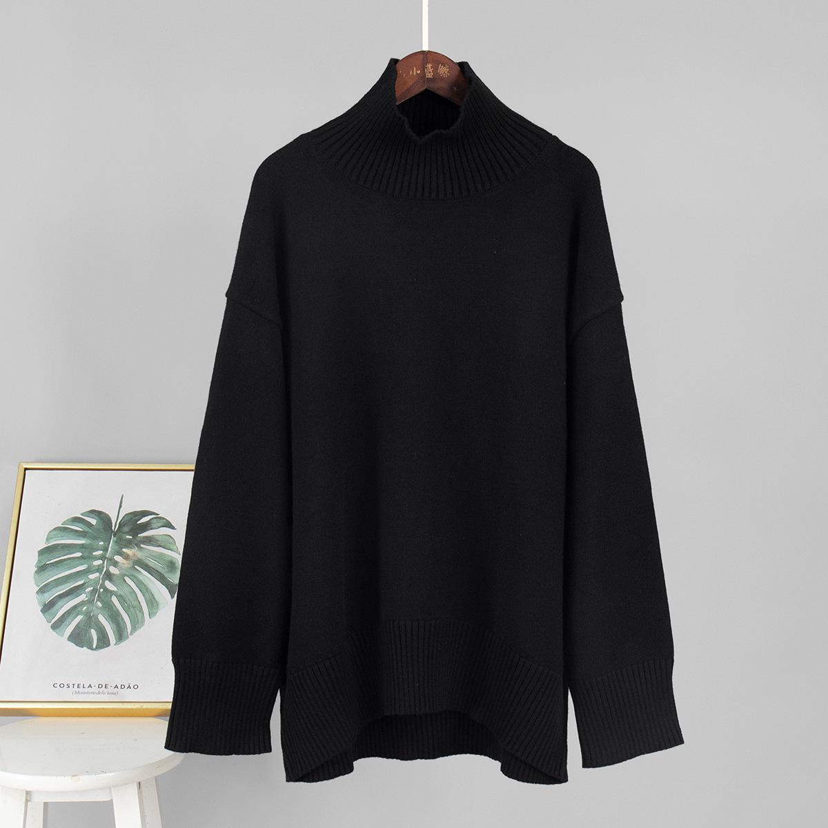 High Neck Sweater Solid Color High Neck Knitted Pullover Loose Sweater For Women L чёрный
High Neck Sweater Solid Color High Neck Knitted Pullover Loose Sweater For Women L чёрный