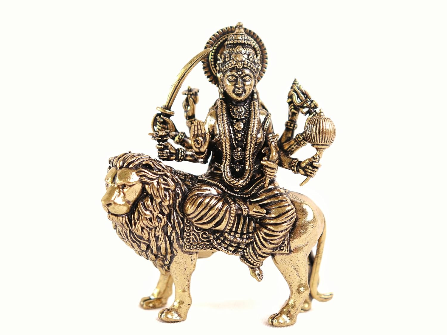 Maa Durga Brass Idol, Sherawali Mata Ki Murti, Goddess Durga Statue - 3 Inch
Maa Durga Brass Idol, Sherawali Mata Ki Murti, Goddess Durga Statue - 3 Inch