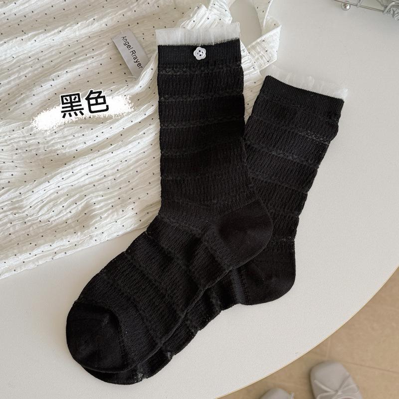 Spring and Summer Girls Lace Edged Mid-Calf Tights with Vertical Stripes, Plush Leg Ends, White Socks 1 pair чорний
Spring and Summer Girls Lace Edged Mid-Calf Tights with Vertical Stripes, Plush Leg Ends, White Socks 1 pair чорний