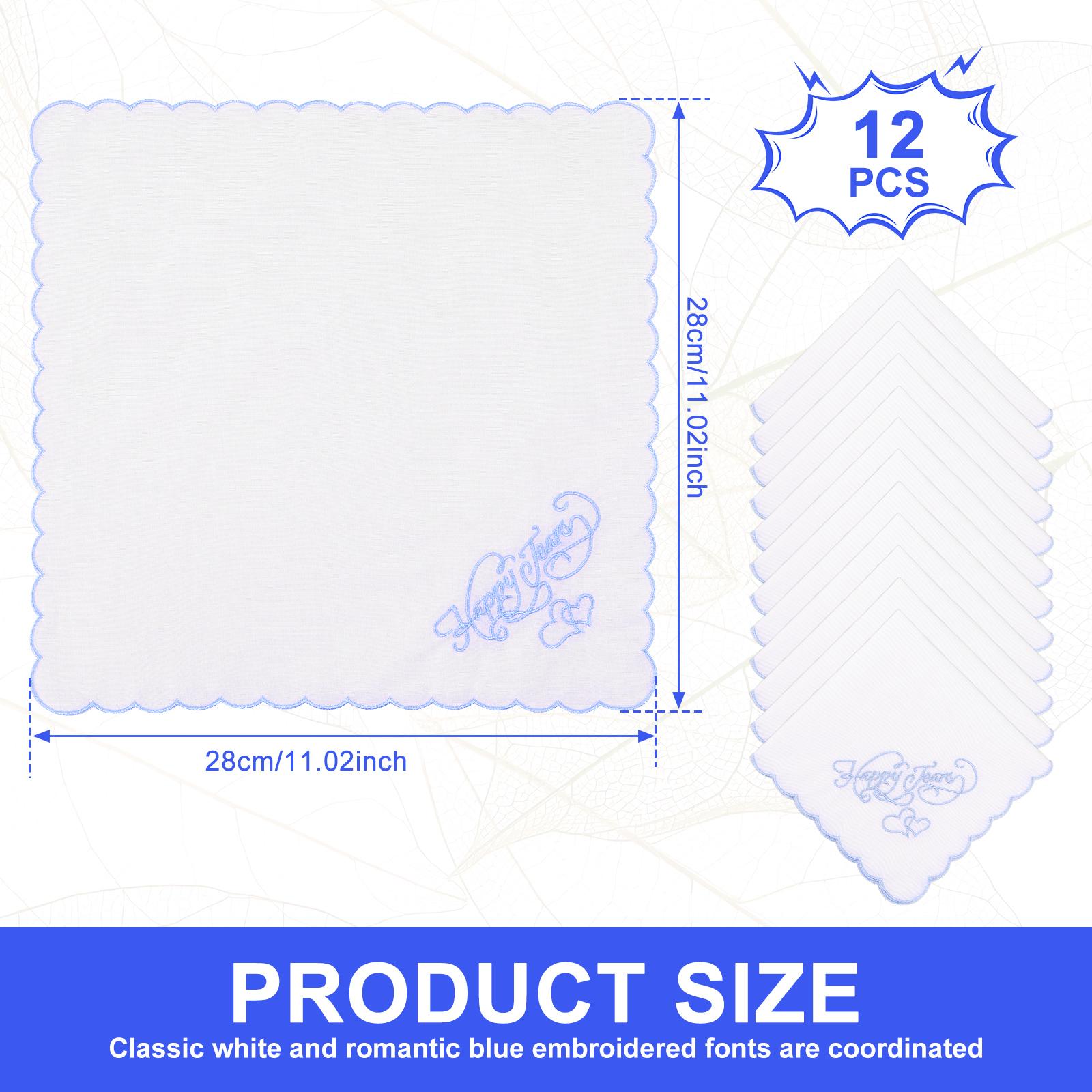 12Pcs Cotton Embroidered Handkerchief 28x28 cm Portable Wedding Square Scarf Soft Comfortable Wedding Handkerchief for Party
12Pcs Cotton Embroidered Handkerchief 28x28 cm Portable Wedding Square Scarf Soft Comfortable Wedding Handkerchief for Party