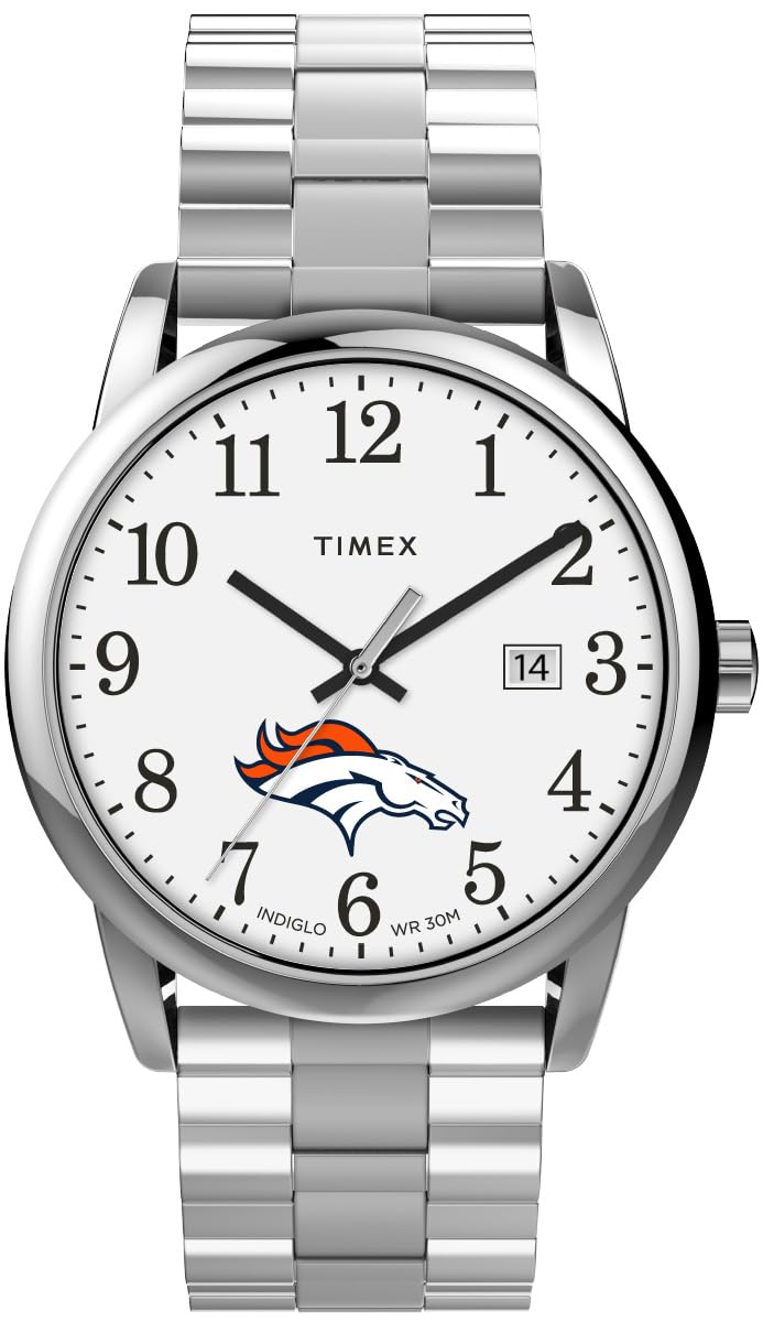 Timex Men s EasyReader 38mm Watch - Denver Broncos Stainless Steel Modern with Extended Band, Stainless Steel, Modern
Timex Men s EasyReader 38mm Watch - Denver Broncos Stainless Steel Modern with Extended Band, Stainless Steel, Modern