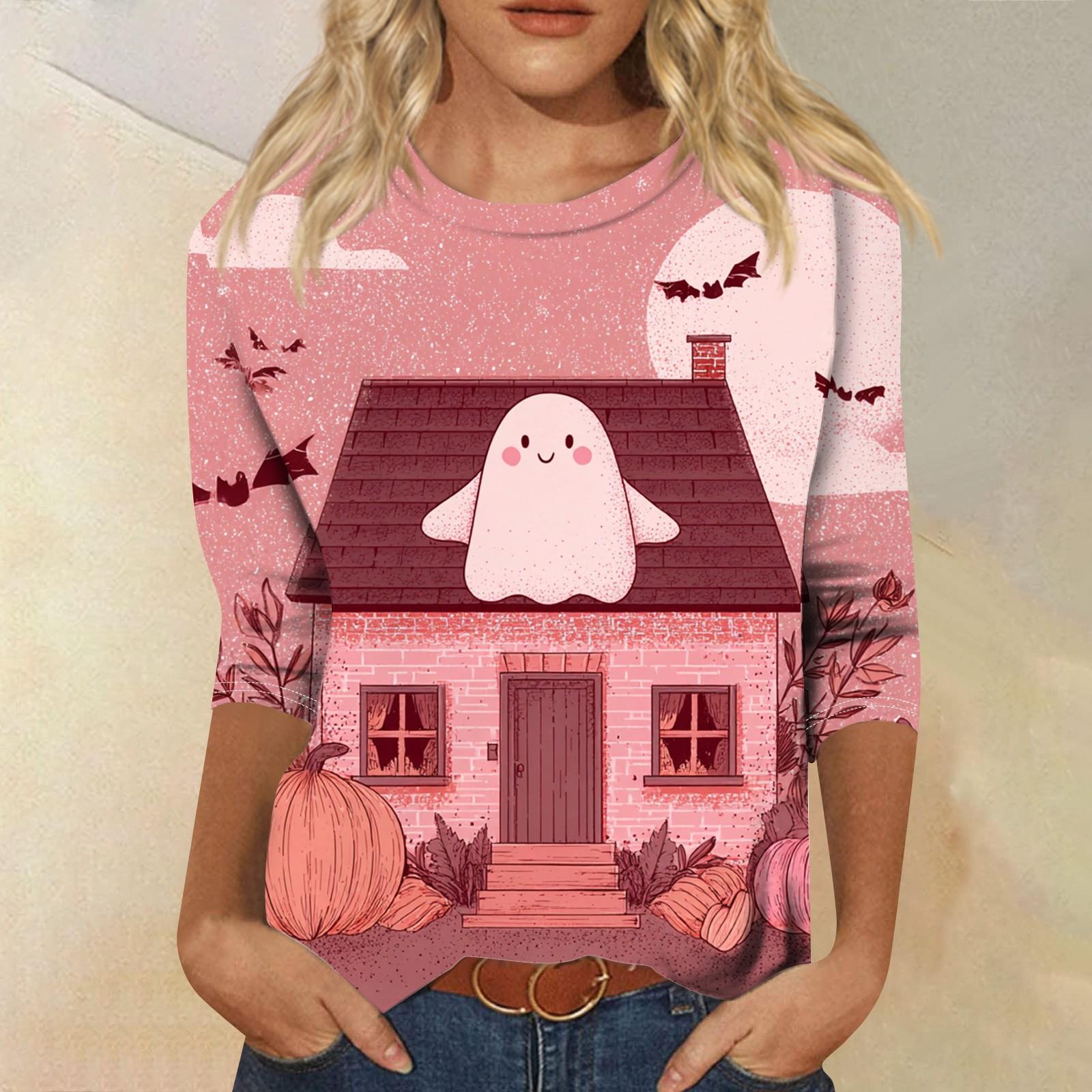 Women s Fashion Casual Round Neck Three-quarter Sleeve Halloween Printed T-shirt Top XL рожевий
Women s Fashion Casual Round Neck Three-quarter Sleeve Halloween Printed T-shirt Top XL рожевий