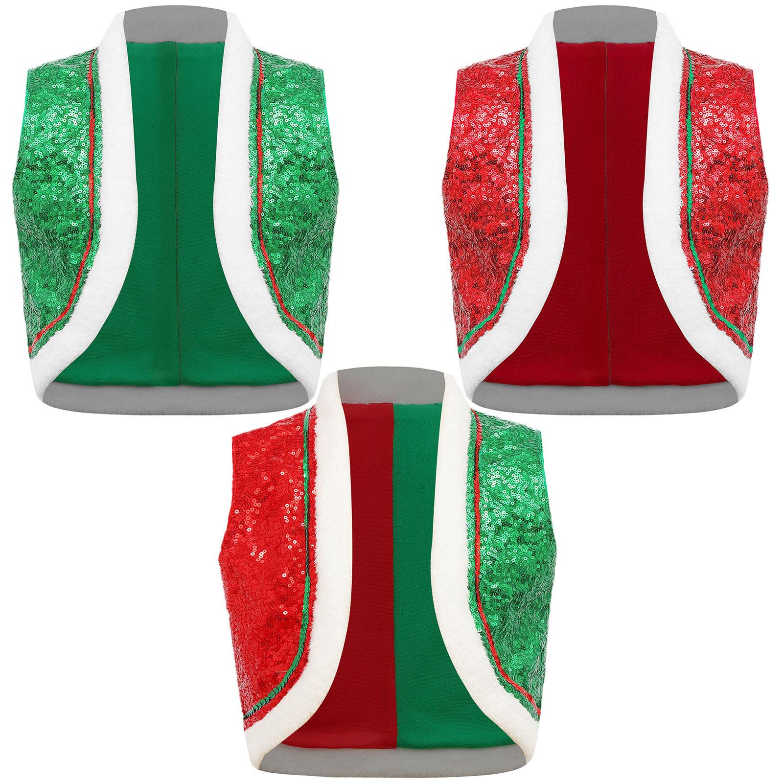 Children Kids Shiny Sequins Sleeveless Santa Elf Waistcoat Vest with Faux Fur Hem for Cosplay Christmas Role Play and Costume Performance 5-6 Years зелений
Children Kids Shiny Sequins Sleeveless Santa Elf Waistcoat Vest with Faux Fur Hem for Cosplay Christmas Role Play and Costume Performance 5-6 Years зелений