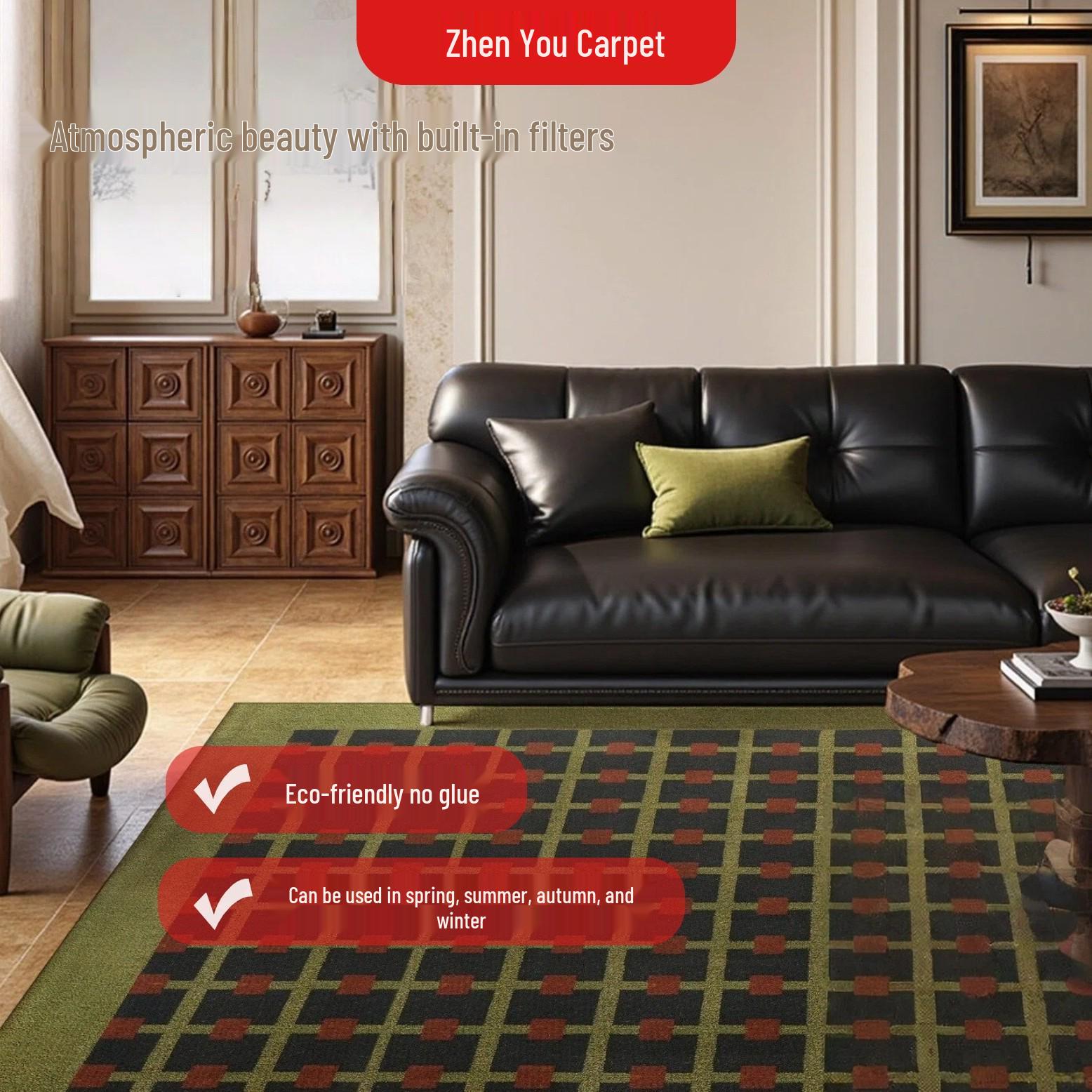 Stain-Resistant Easy Clean Retro Green Plaid Carpet for Living Room/Bedroom 1.6*2.3 m темно-зеленого
Stain-Resistant Easy Clean Retro Green Plaid Carpet for Living Room/Bedroom 1.6*2.3 m темно-зеленого