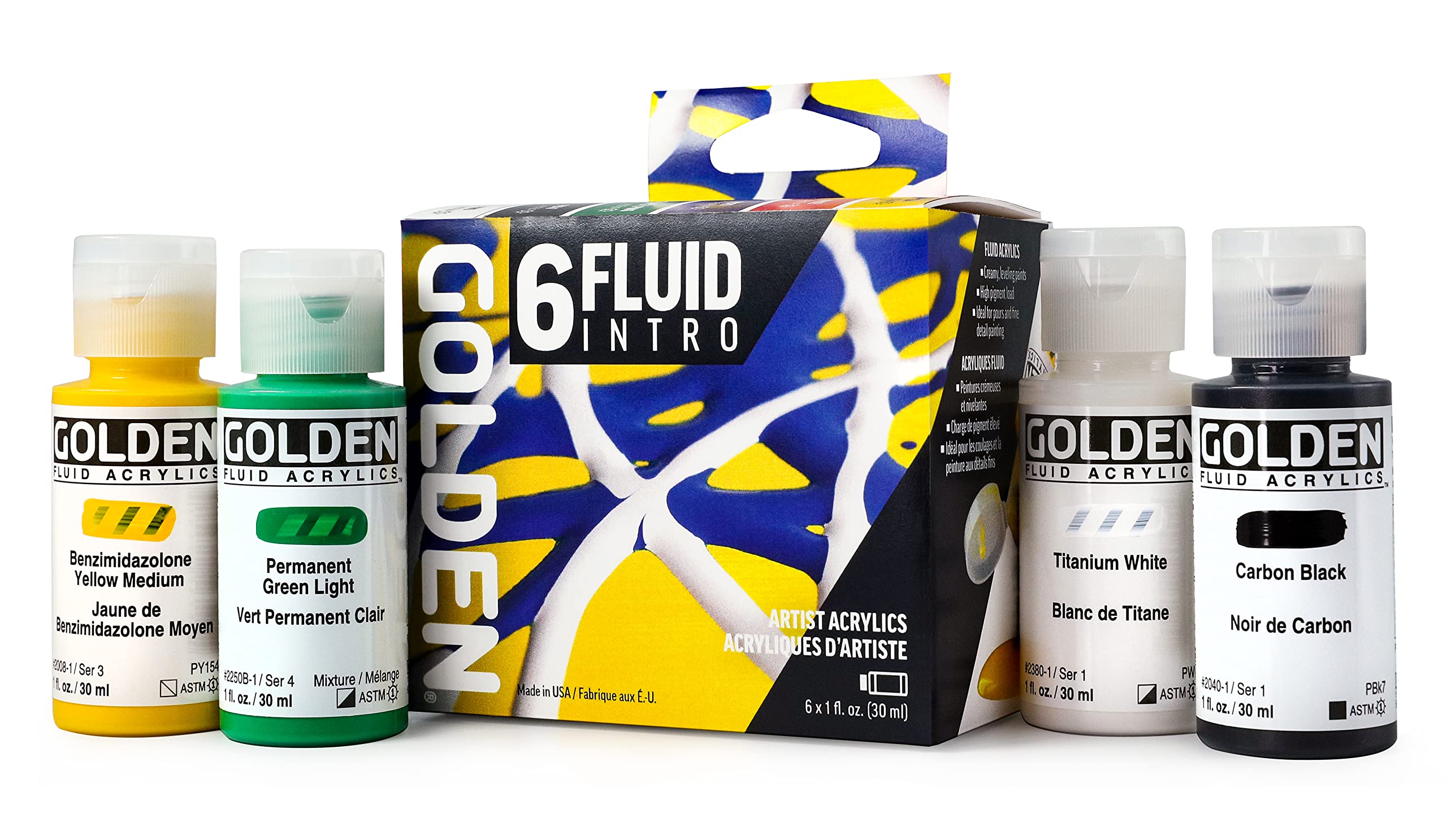 Golden Acrylic Fluid 060 30ml Intro 6 color set 13110060 
Golden Acrylic Fluid 060 30ml Intro 6 color set 13110060