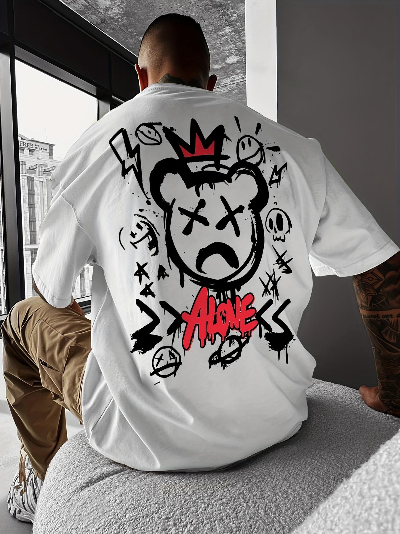 ALONE Mens Street Style Tshirt with the words ALONE and cartoon bear pattern printed on it 4XL
ALONE Mens Street Style Tshirt with the words ALONE and cartoon bear pattern printed on it 4XL