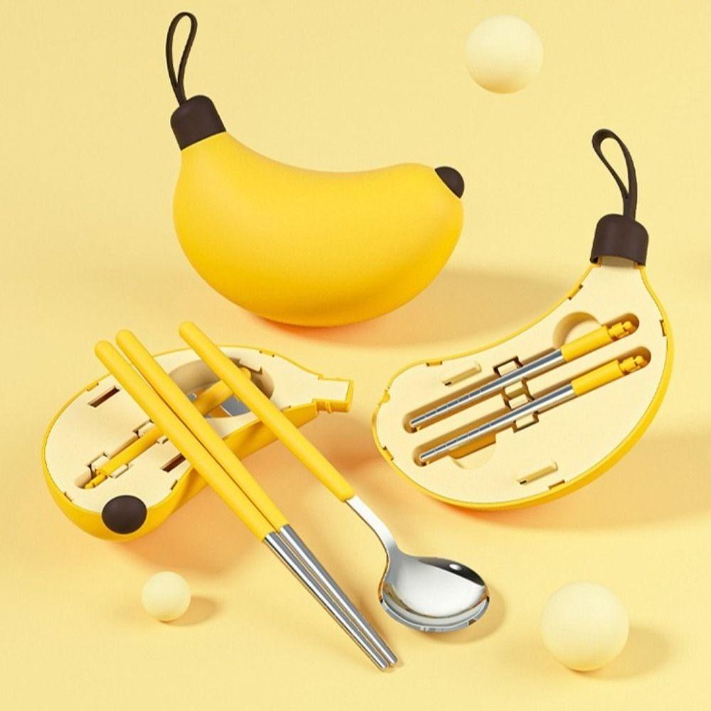 304 Stainless Steel Cartoon Banana Cutlery Set Mini Travel Flatware Spoon Chopsticks Set Students жовтий
304 Stainless Steel Cartoon Banana Cutlery Set Mini Travel Flatware Spoon Chopsticks Set Students жовтий