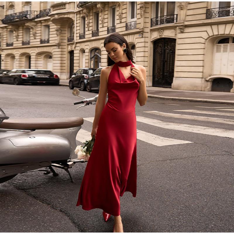 Women s Satin Sexy V-neck Temperament Halter Dress Summer New Slim Long Skirt Halter XS слонова кістка
Women s Satin Sexy V-neck Temperament Halter Dress Summer New Slim Long Skirt Halter XS слонова кістка