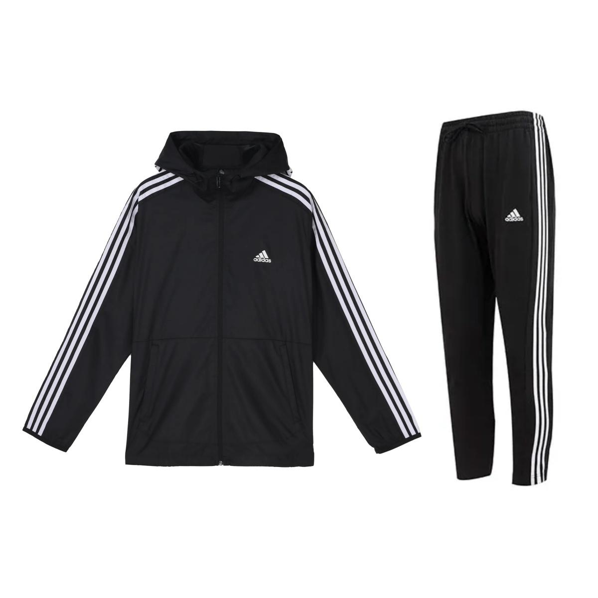 Adidas High Street Minimalist Striped Logo Printed Hooded Jacket Knit Drawstring Pants Casual Sports Suit Men suit Black GQ0600+IC0044 S
Adidas High Street Minimalist Striped Logo Printed Hooded Jacket Knit Drawstring Pants Casual Sports Suit Men suit Black GQ0600+IC0044 S