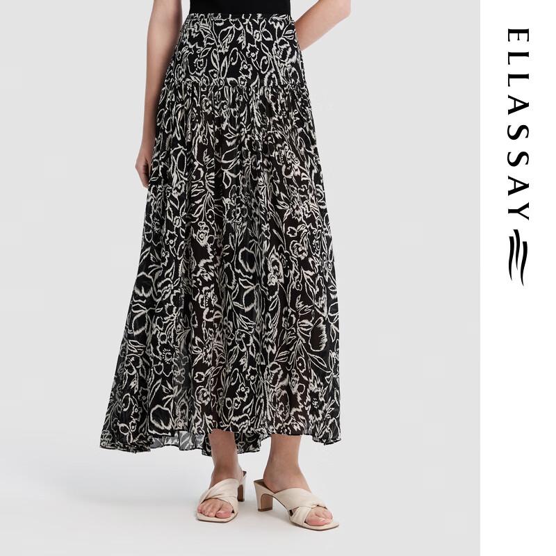 ELLASSAY Black & White Color-block Draped Midi Skirt L
ELLASSAY Black & White Color-block Draped Midi Skirt L