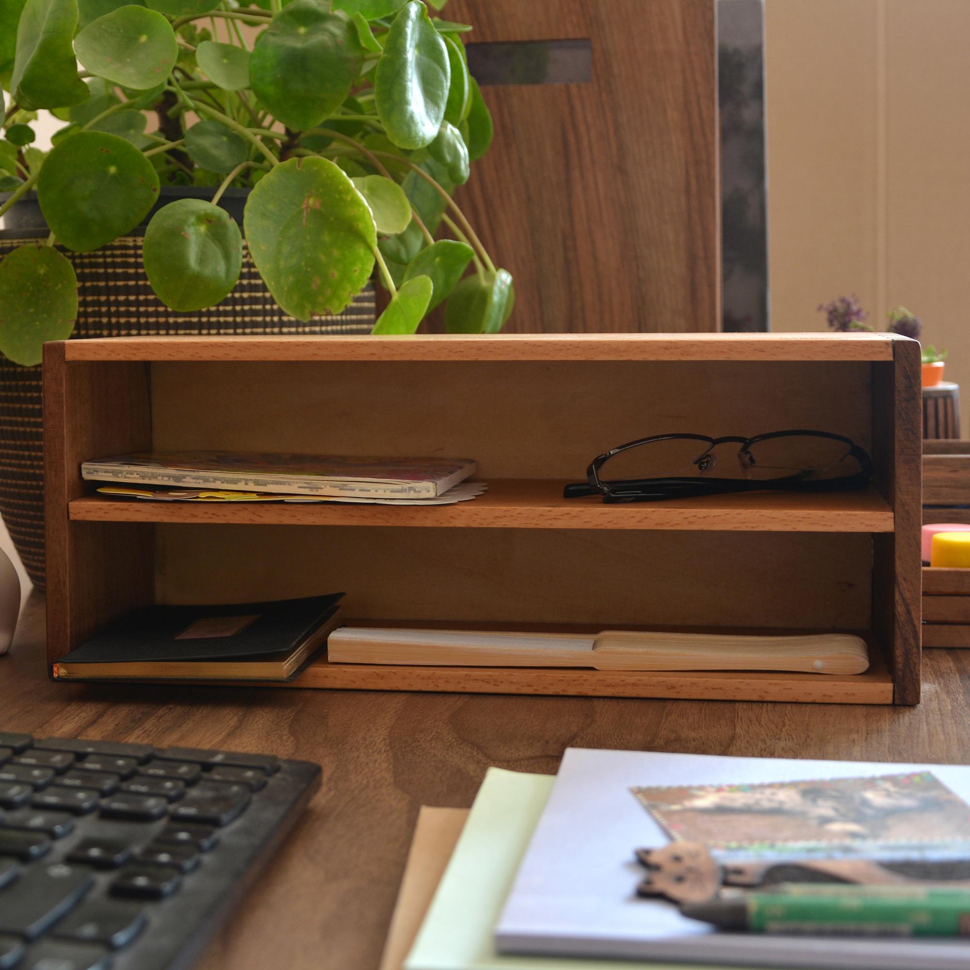 Desna Two-Storey Open Shelf - Walnut Wood - Beech Wood - 34cm x 12cm x 13.6cm(h) - WOODSAKA
Desna Two-Storey Open Shelf - Walnut Wood - Beech Wood - 34cm x 12cm x 13.6cm(h) - WOODSAKA