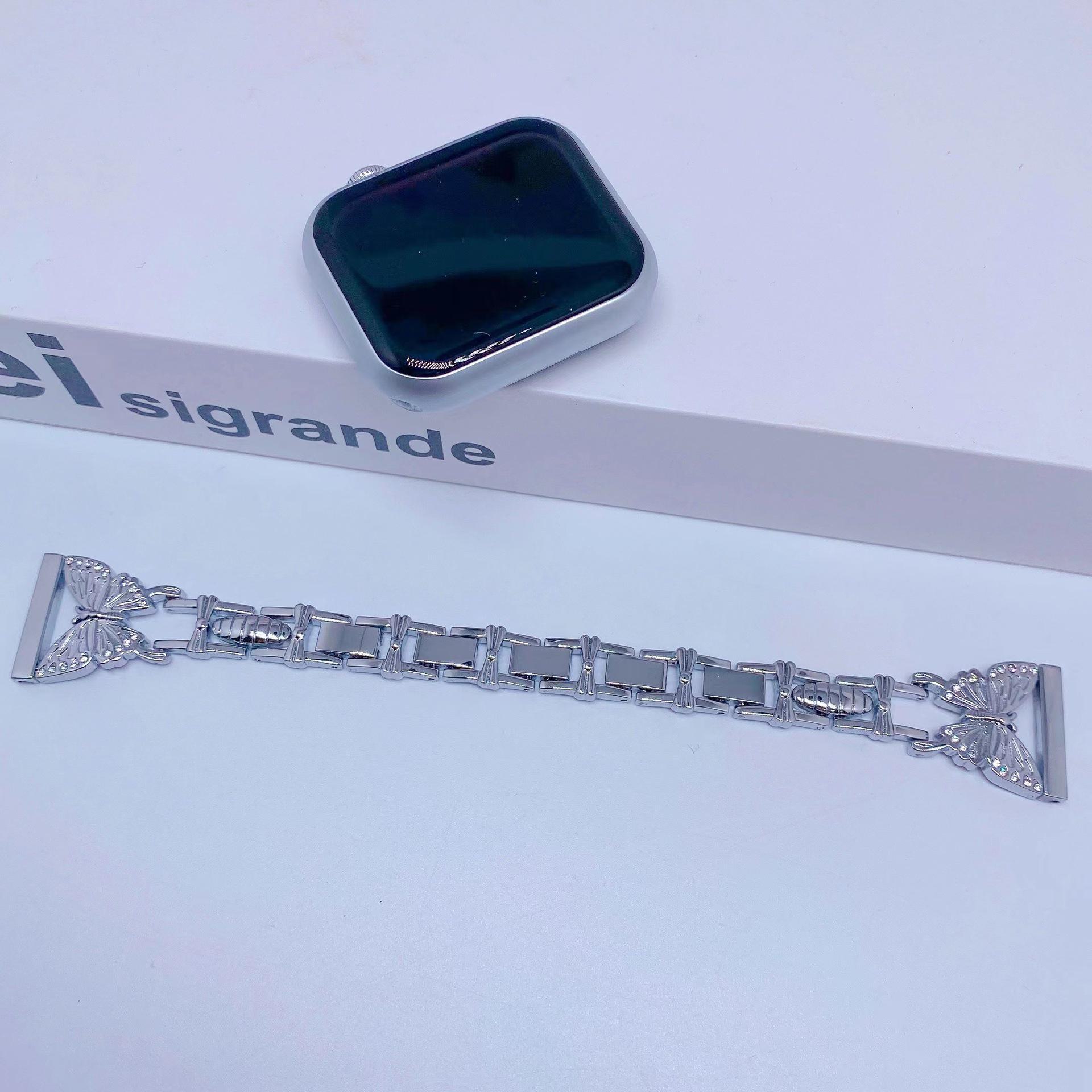 Модный металлический ремешок-цепочка с бабочками, инкрустированный бриллиантами, для Samsung Galaxy Watch 4 и Active2 20MM
Модный металлический ремешок-цепочка с бабочками, инкрустированный бриллиантами, для Samsung Galaxy Watch 4 и Active2 20MM