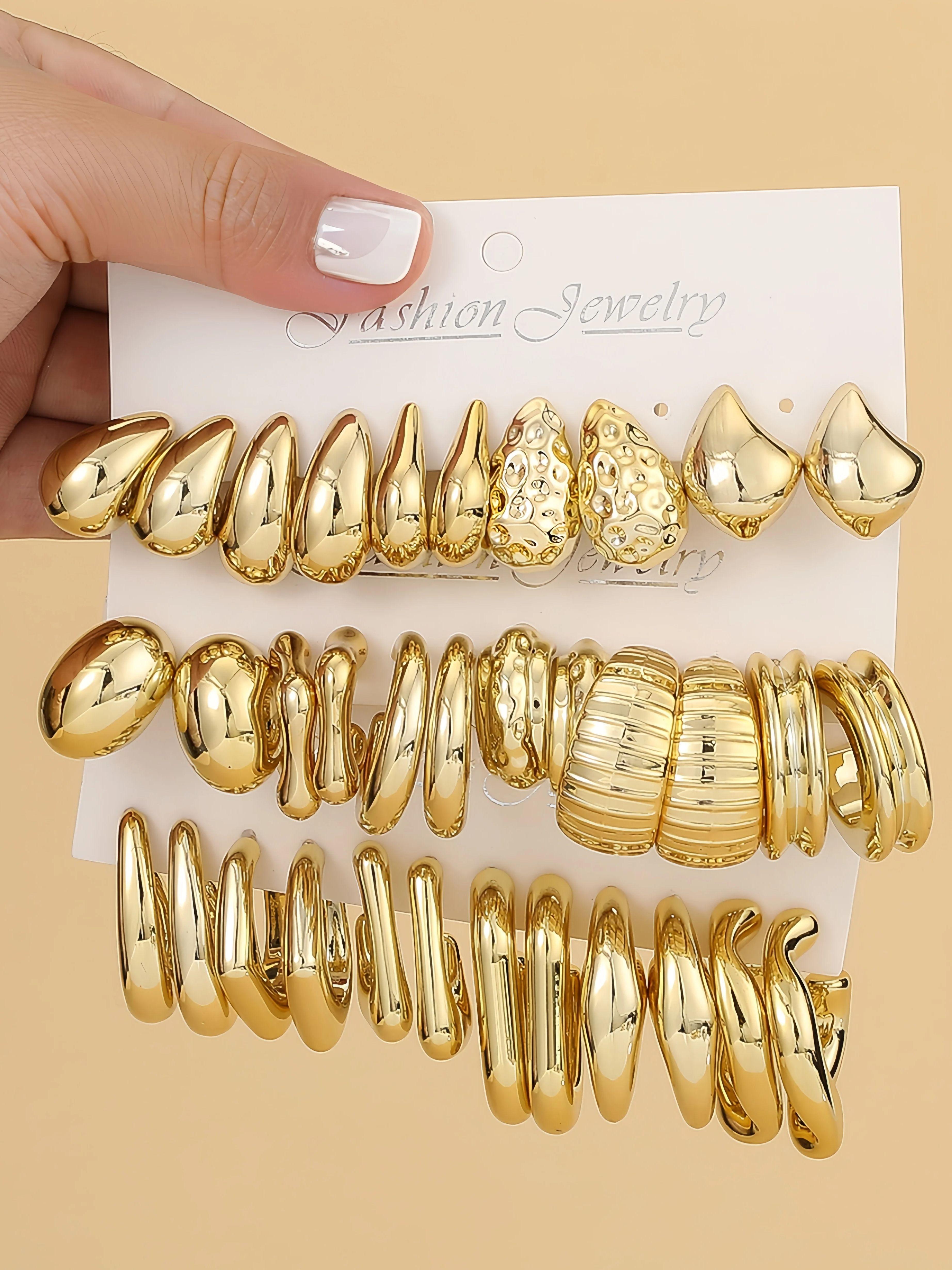 5pairs-17pairs Classic Plastic Material Water Drop Gold-plated Earrings, Suitable For Holiday Gift Giving
5pairs-17pairs Classic Plastic Material Water Drop Gold-plated Earrings, Suitable For Holiday Gift Giving