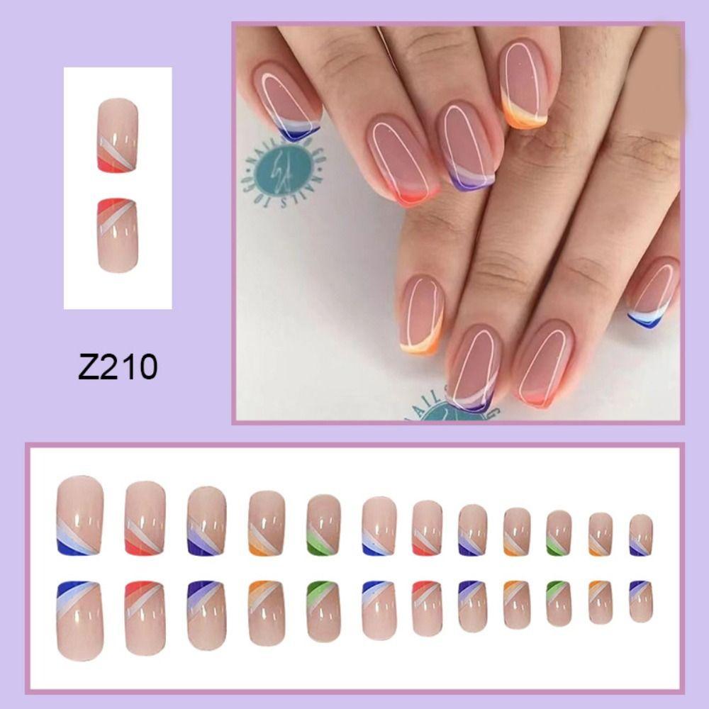 24pcs Nail Tips Fake Nials DIY Colorful Edge False Nails French Simple Short Square
24pcs Nail Tips Fake Nials DIY Colorful Edge False Nails French Simple Short Square