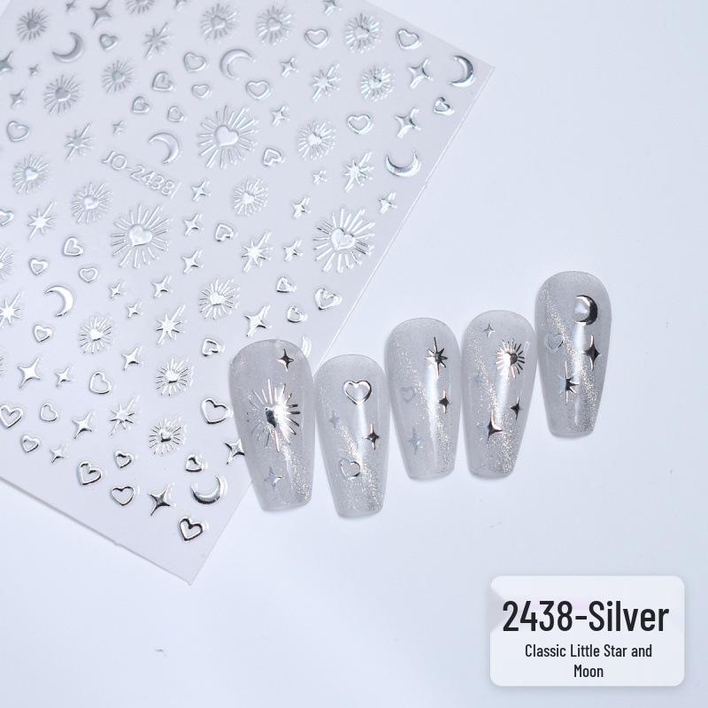 3D Silver Star & Moon Self-Adhesive Nail Decals
3D Silver Star & Moon Self-Adhesive Nail Decals