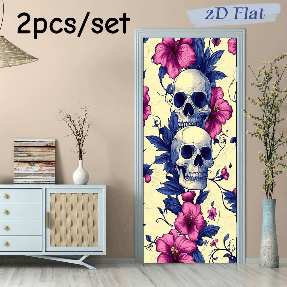 2pcs creative skull wall stickers with retro beige as the base color, paired with dark blue leaves and bright pink flowers, crea (as the picture,38.5x200cmx2)
2pcs creative skull wall stickers with retro beige as the base color, paired with dark blue leaves and bright pink flowers, crea (as the picture,38.5x200cmx2)