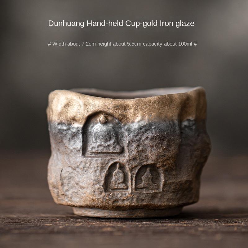 Vintage Gilding Iron Glaze Dunhuang Cup Teacup Master Cup Handmade Ceramic Tea Drinking Small Cup Kung Fu Tea Set Mug 200ml
Vintage Gilding Iron Glaze Dunhuang Cup Teacup Master Cup Handmade Ceramic Tea Drinking Small Cup Kung Fu Tea Set Mug 200ml
