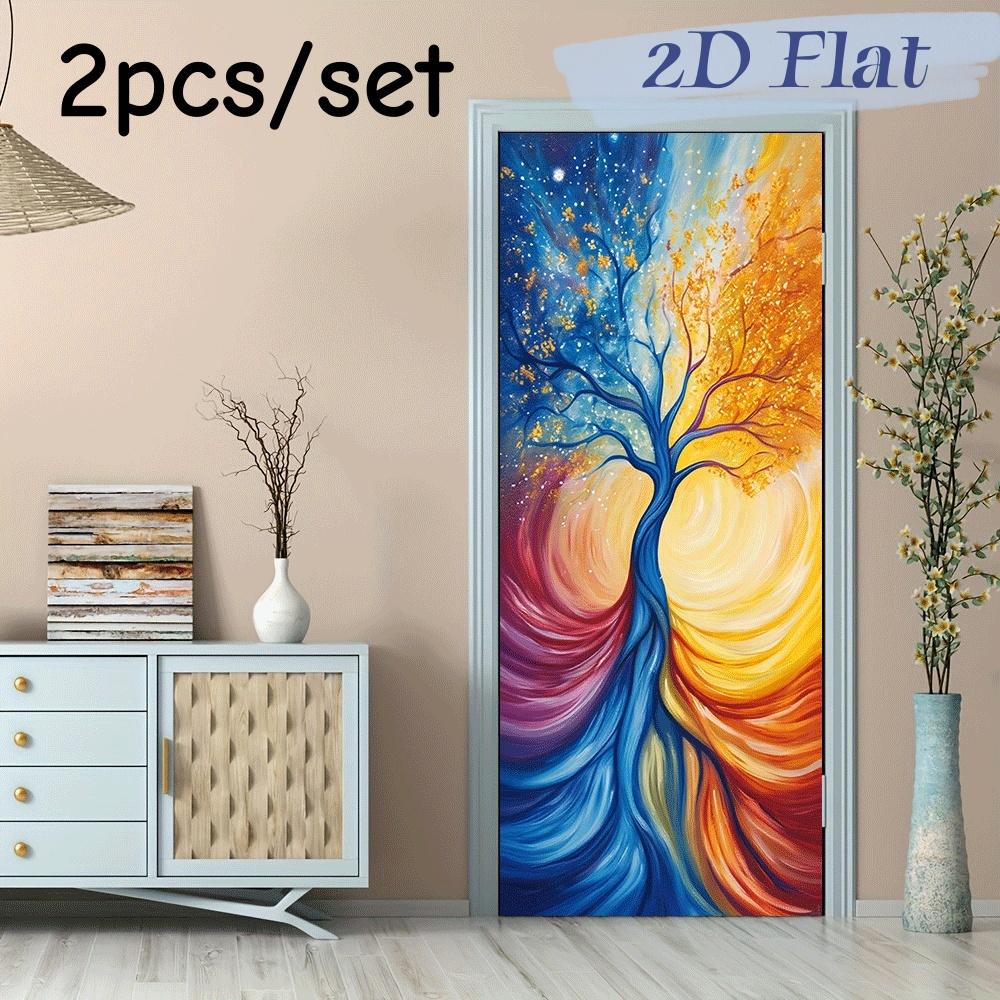 The 2pcs decorative door wall sticker features a fantasy tree with gradient colors as the main design theme, with blue branches (as the picture,38.5x200cmx2)
The 2pcs decorative door wall sticker features a fantasy tree with gradient colors as the main design theme, with blue branches (as the picture,38.5x200cmx2)