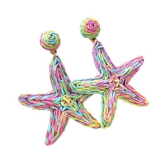 1 Pair Women Earrings Raffia Handmade Texture Contrasting Color Marine Style Star Design Drop Earrings Versatile Accessories
1 Pair Women Earrings Raffia Handmade Texture Contrasting Color Marine Style Star Design Drop Earrings Versatile Accessories