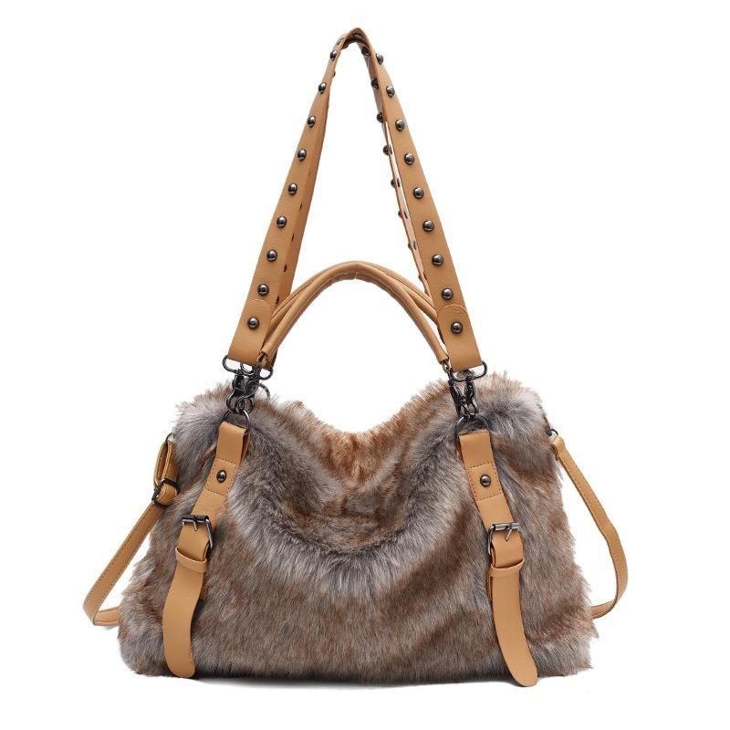 Women Soft Plush Hand Bag New Winter Camel Rivets Large Capacity Tote Bags Female Underarm Bags Faux Fur Shoulder Crossbody Bag about38x13x24cm
Women Soft Plush Hand Bag New Winter Camel Rivets Large Capacity Tote Bags Female Underarm Bags Faux Fur Shoulder Crossbody Bag about38x13x24cm