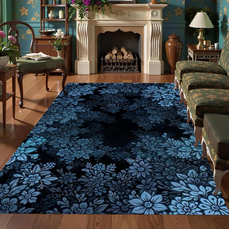 Black Blue Floral Area Rug Intricate Botanical Pattern Non-Slip Stain Resistant Carpet for Living Room Bedroom Entryway 40x60cm
Black Blue Floral Area Rug Intricate Botanical Pattern Non-Slip Stain Resistant Carpet for Living Room Bedroom Entryway 40x60cm
