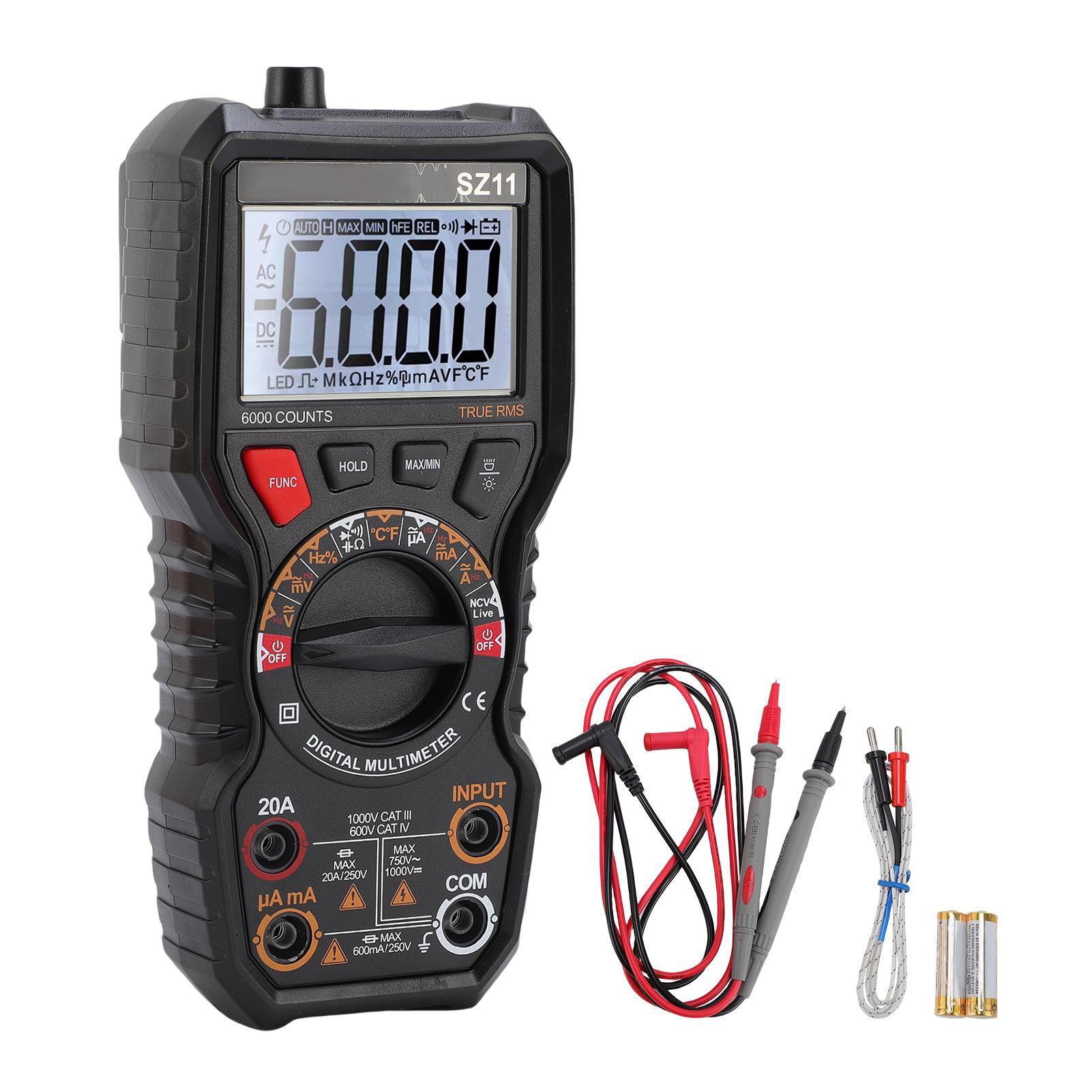 Digital Multimeter 6000 Counts, Auto-ranging Voltage Tester with Flashlight, Auto Shut Off, Accurately Measures Voltage Current чорний
Digital Multimeter 6000 Counts, Auto-ranging Voltage Tester with Flashlight, Auto Shut Off, Accurately Measures Voltage Current чорний