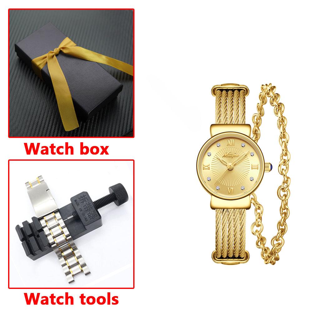 Женские часы с ретро-цепочкой, серебряный браслет, золото и серебро, водонепроницаемые кварцевые женские наручные часы с японским механизмом, элегантные часы