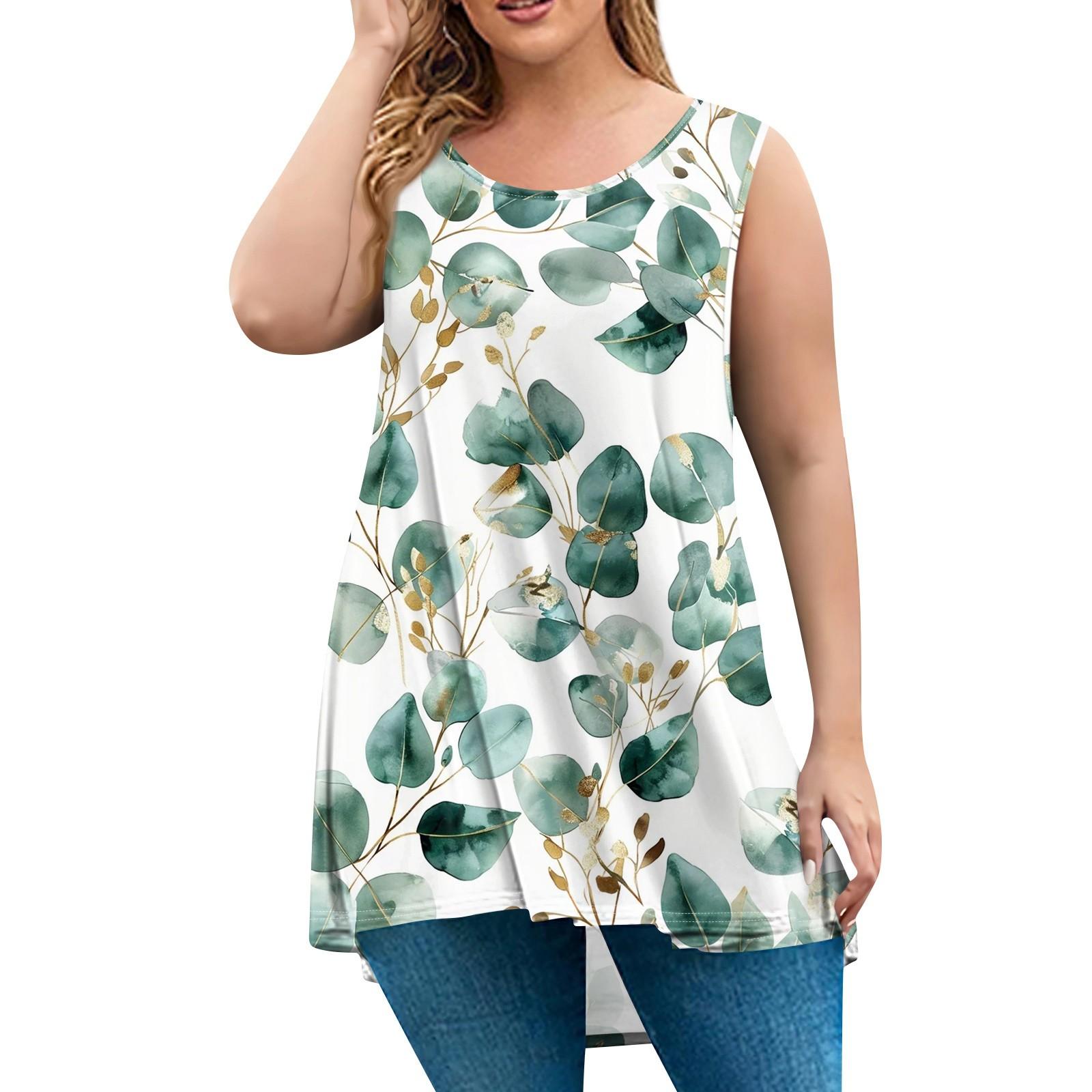 Женская мода большого размера с круглым вырезом без рукавов повседневный свободный пуловер с принтом L зелёный
Женская мода большого размера с круглым вырезом без рукавов повседневный свободный пуловер с принтом L зелёный