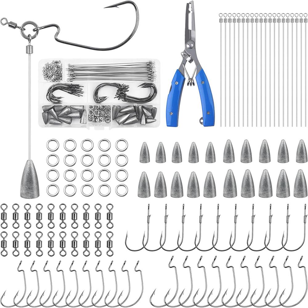 110Pcs Punch Shot Rig Kit Flipping Fishing Hooks Swivels Split Rings Steel Wire Bullet Sinkers Drop Shot Rig Lure Making Tools
110Pcs Punch Shot Rig Kit Flipping Fishing Hooks Swivels Split Rings Steel Wire Bullet Sinkers Drop Shot Rig Lure Making Tools