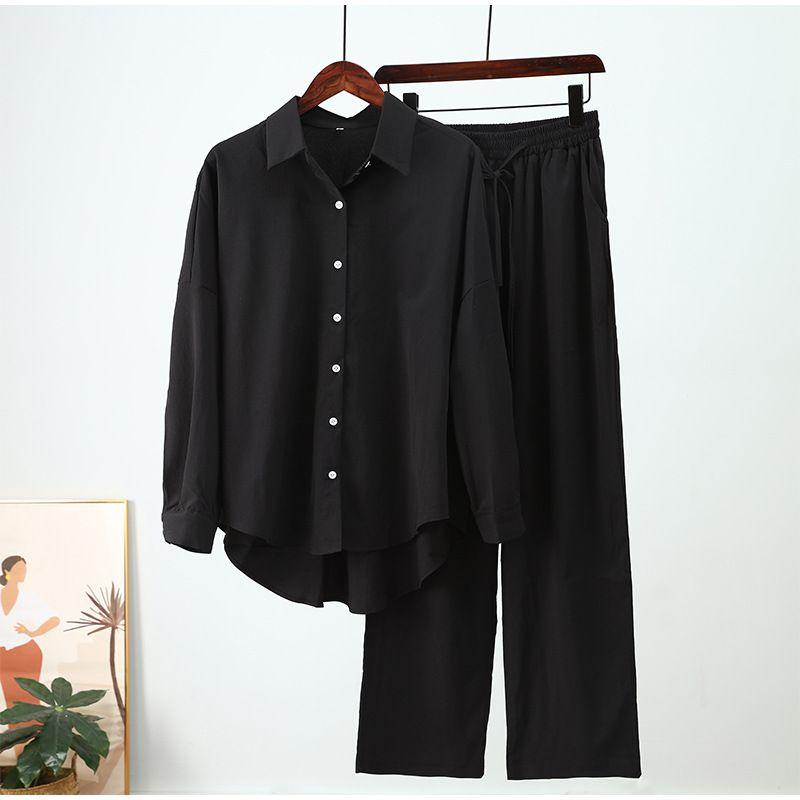 Solid Color Shirt Lace up Pants Set Casual Pure Color Shirt Shoelace Pants Suit Black L
Solid Color Shirt Lace up Pants Set Casual Pure Color Shirt Shoelace Pants Suit Black L