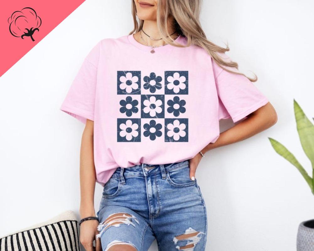 Checkered Flowers Retro Flowers TShirt Boho Floral Gift for Mom Tee Summer Spring Trendy Floral 100 Cotton Short Sleeve Top S
Checkered Flowers Retro Flowers TShirt Boho Floral Gift for Mom Tee Summer Spring Trendy Floral 100 Cotton Short Sleeve Top S