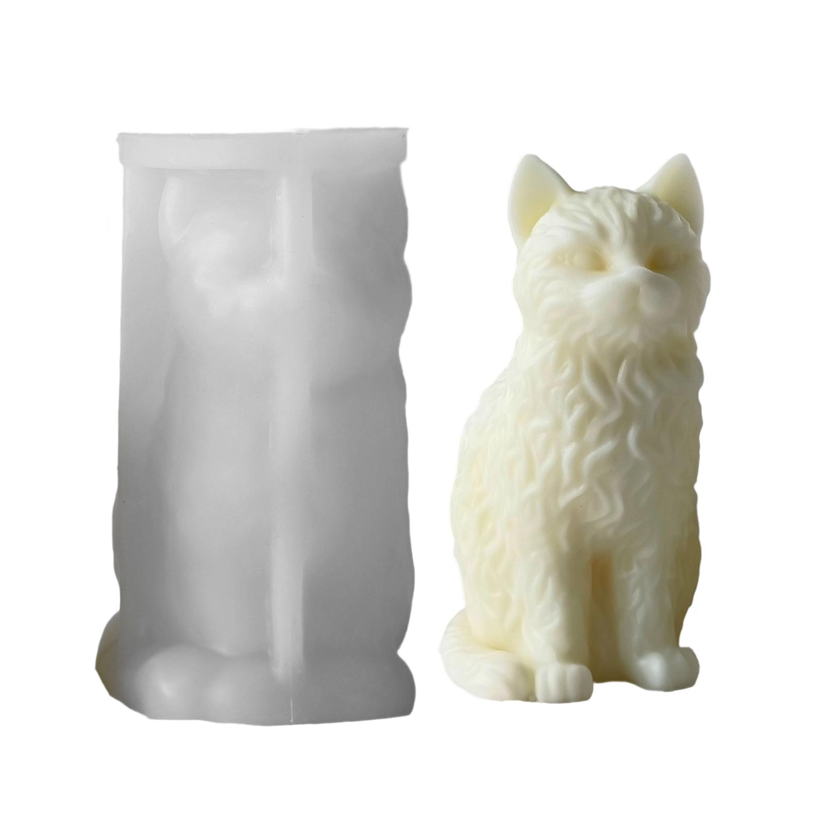 Легко чистящаяся силиконовая форма для свечей, формы для мыла в форме сидящего кота, формы для проектов из смолы, силиконовая текстура для свечей T2