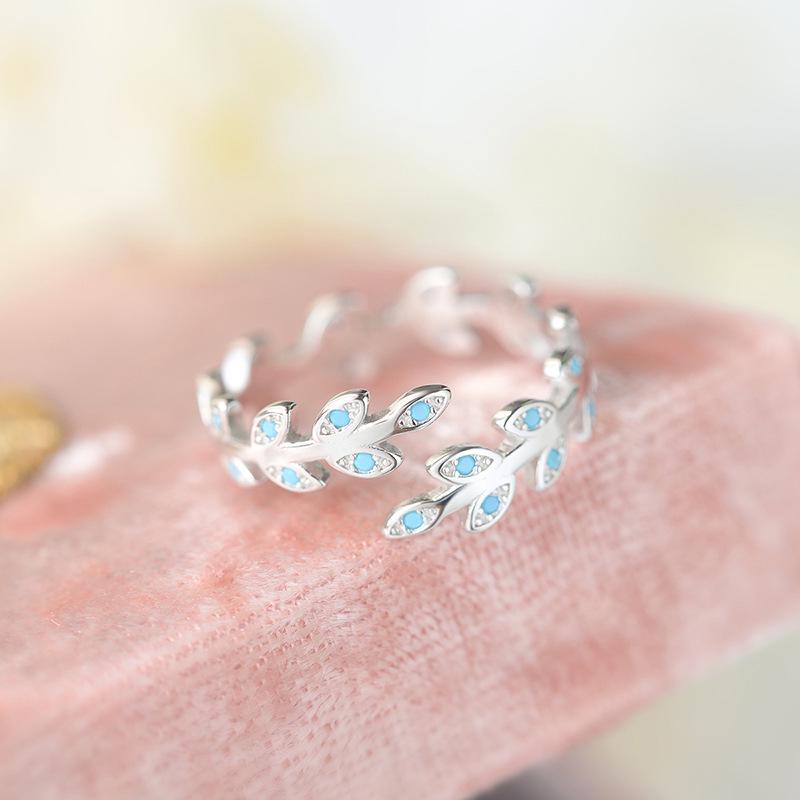 Sterling Silver Turquoise Leaf Open Ring for Women - Fashionable Exquisite Index Finger Jewelry Adjustable Open
Sterling Silver Turquoise Leaf Open Ring for Women - Fashionable Exquisite Index Finger Jewelry Adjustable Open