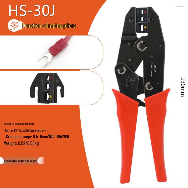 9 Ratchet Multi-functional Crimping Pliers HS-30J for 0.5-6mm² Pre-insulated Cold Crimp Terminals
9 Ratchet Multi-functional Crimping Pliers HS-30J for 0.5-6mm² Pre-insulated Cold Crimp Terminals