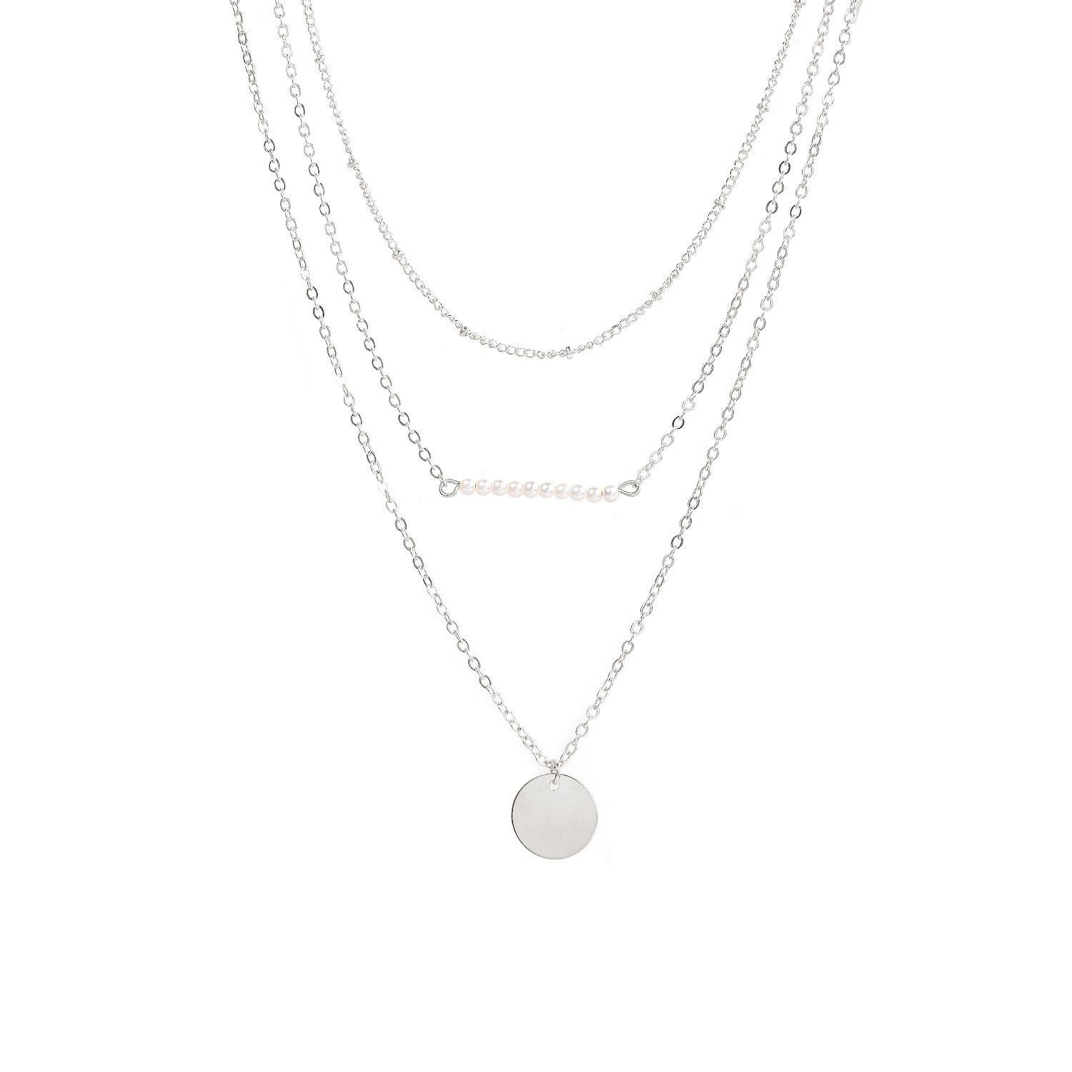 Hot-selling new models, copper bead chain, pearl, sequin multi-layer combination set, short necklace. срібний
Hot-selling new models, copper bead chain, pearl, sequin multi-layer combination set, short necklace. срібний