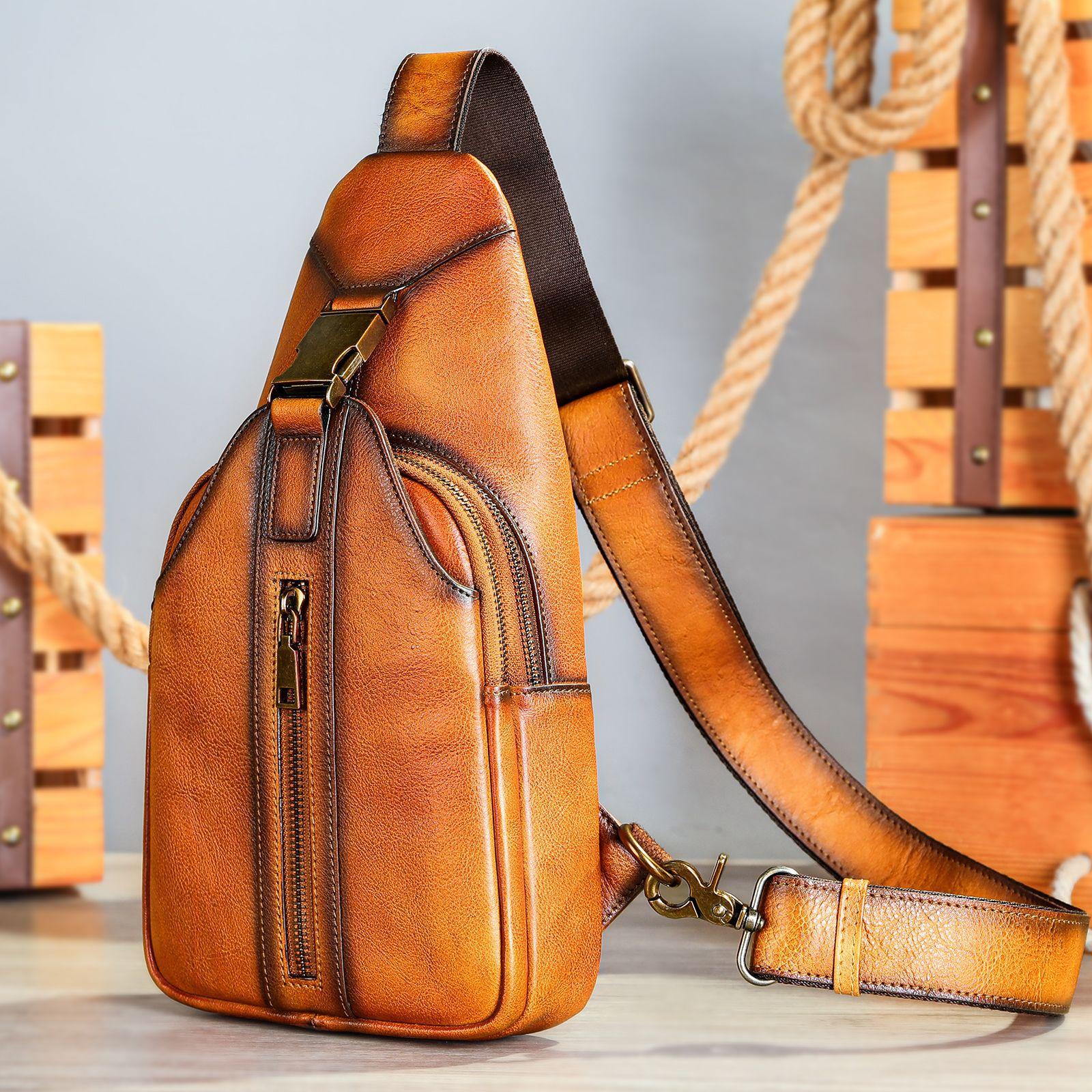 Retro Colored Leather Chest Bag, Multifunctional Outdoor Portable Shoulder Bag, Personalized and Trendy Single Shoulder Bag for Men коричневий
Retro Colored Leather Chest Bag, Multifunctional Outdoor Portable Shoulder Bag, Personalized and Trendy Single Shoulder Bag for Men коричневий